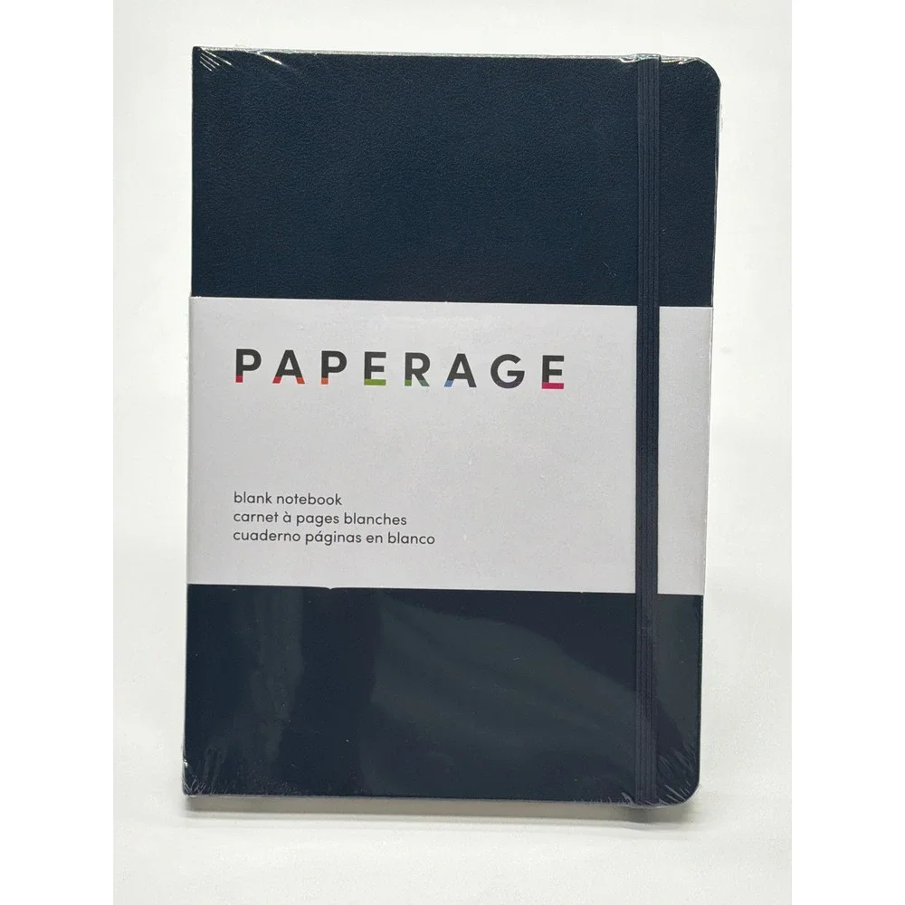 PAPERAGE Blank Notebook Navy Blue Hardcover 5.6 x 8 inch 160 Pages 100 gsm 88503